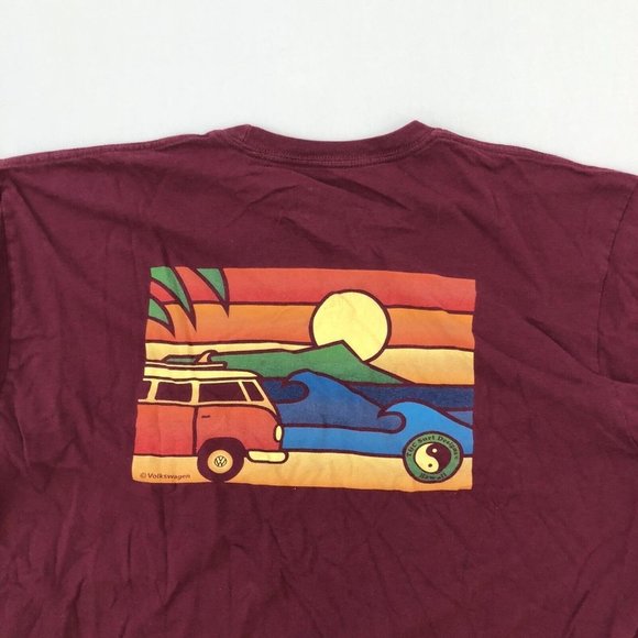 T&C Surf Design Adult Shirt L Burgundy Short Sleeve Crew Neck Size L Men's - Picture 12 of 14